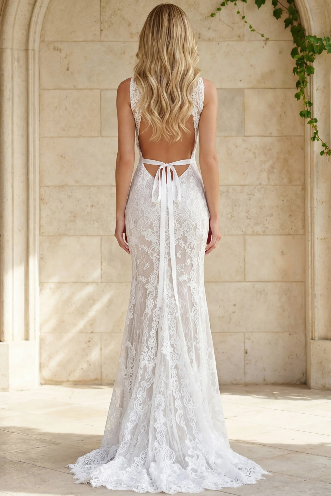 Jovani JB44597 Sheer Lace Mermaid Bridal Gown