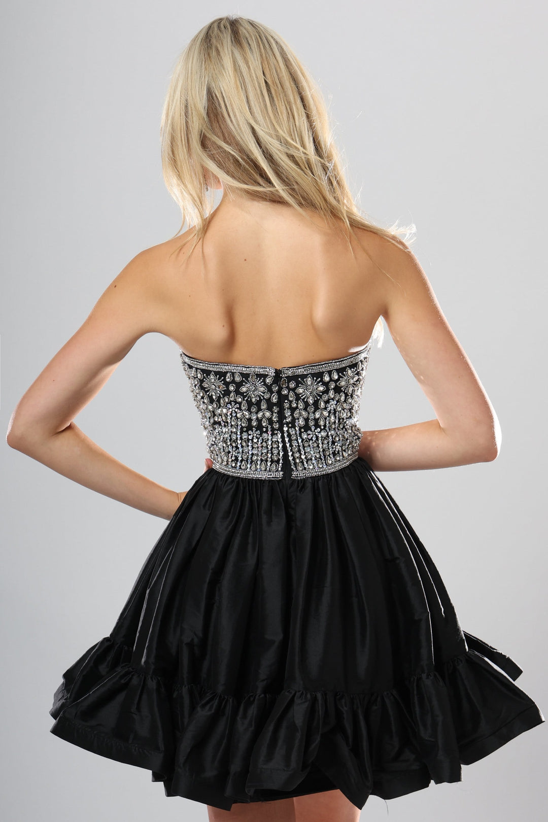 Jovani 52439 Strapless Sweetheart Crystal-Embellished Homecoming Dress