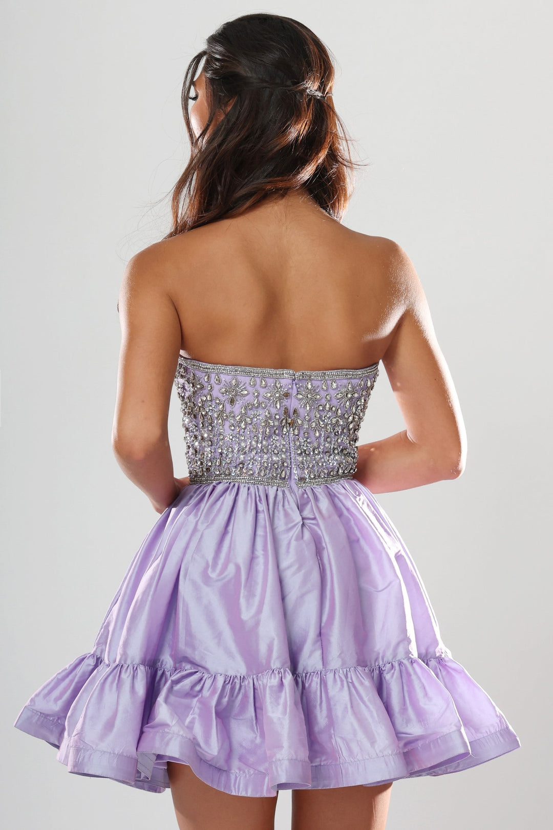 Jovani 52439 Strapless Sweetheart Crystal-Embellished Homecoming Dress