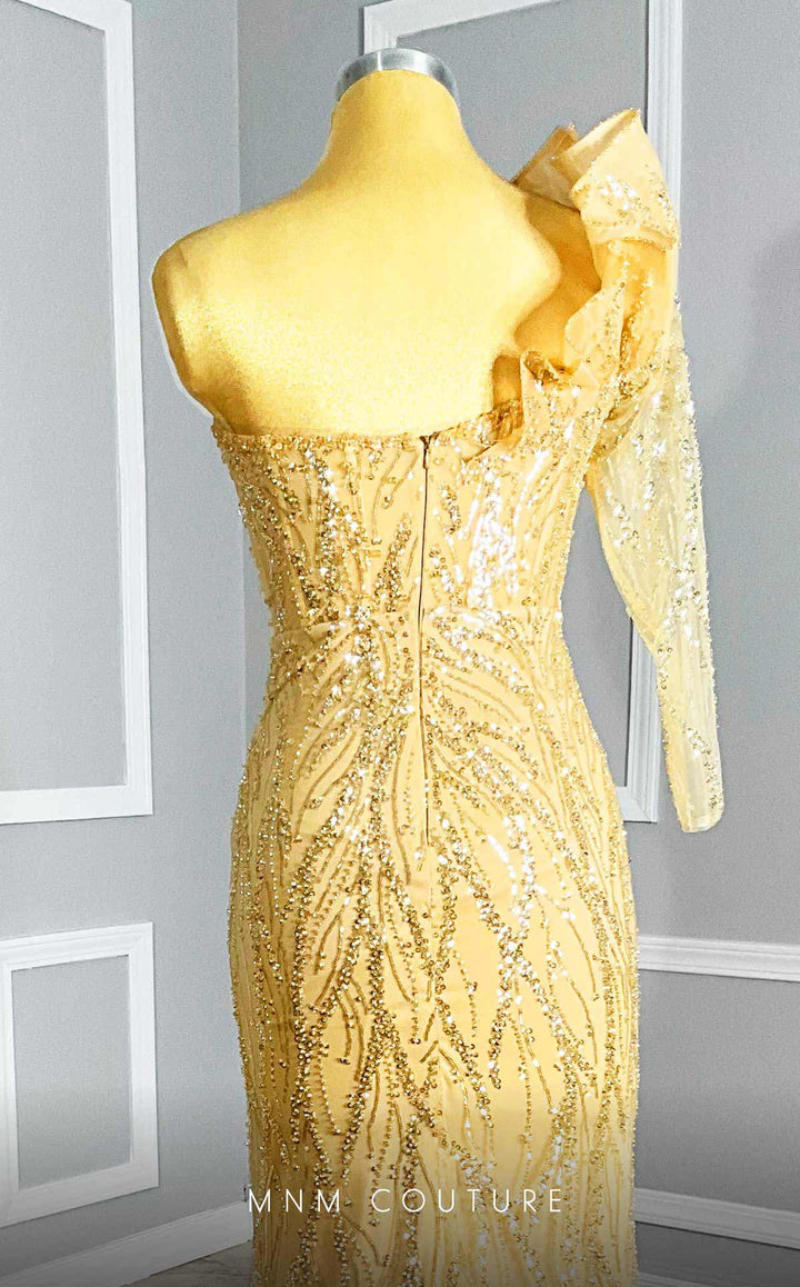 MNM Couture M1114 : Embroidered Asymmetrical Couture Tulle Gown - FOSTANI.com
