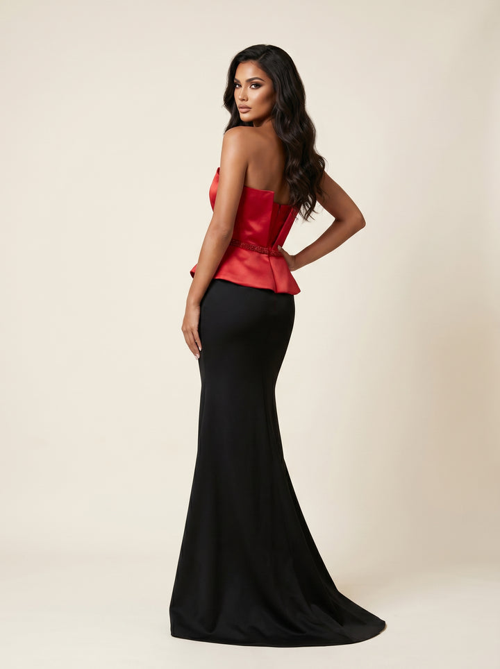 Modessa Couture M26716 Strapless Sleeveless Structured Satin Bodice Dress