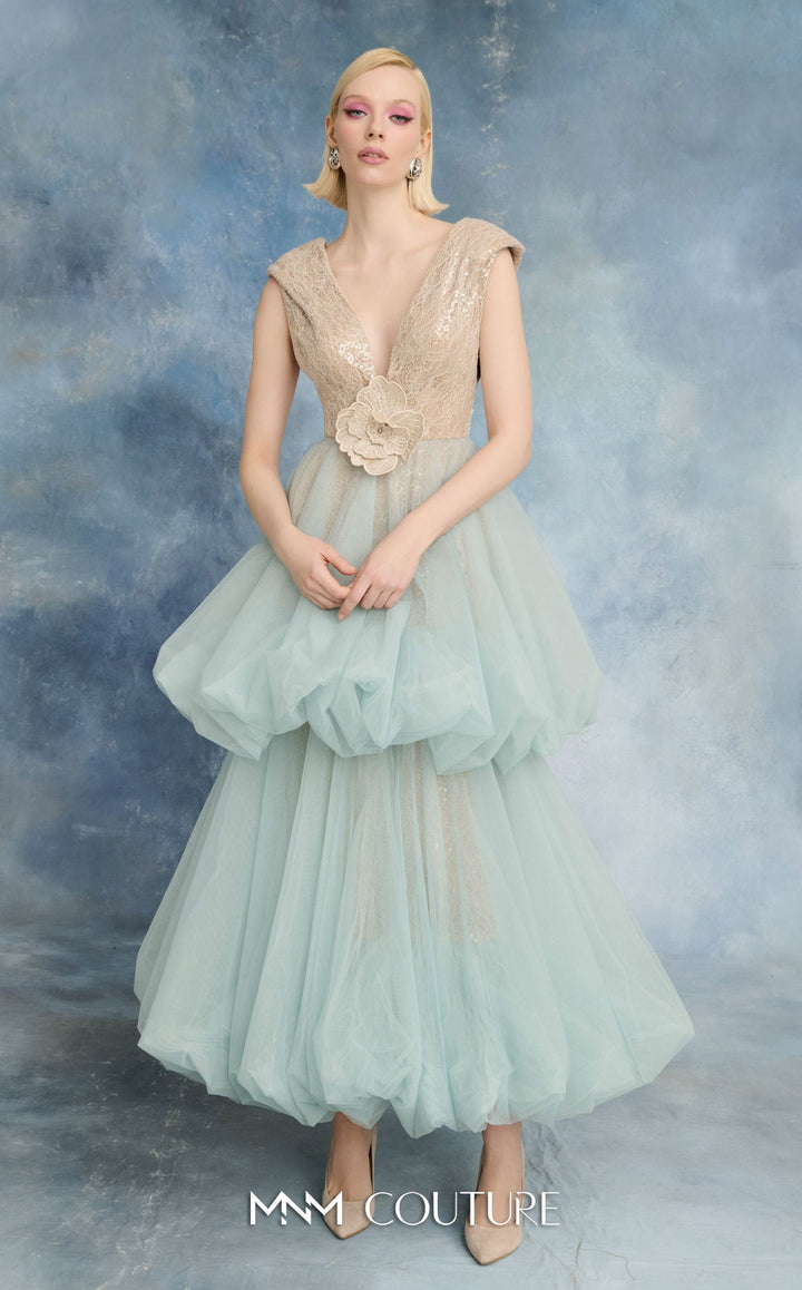 NF By Nour N0719 V-Neck Sleeveless Embellished Lace Couture Dress