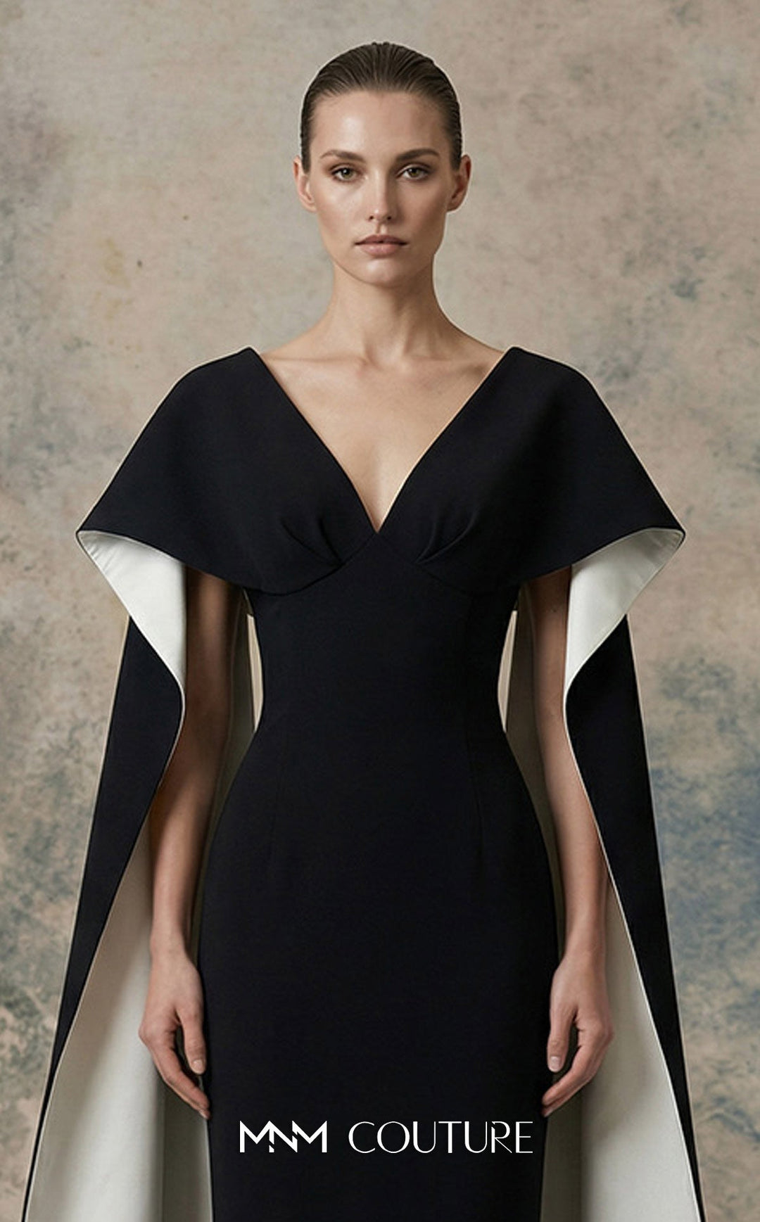 MNM Couture N0746 Sleeveless Caped Couture Dress