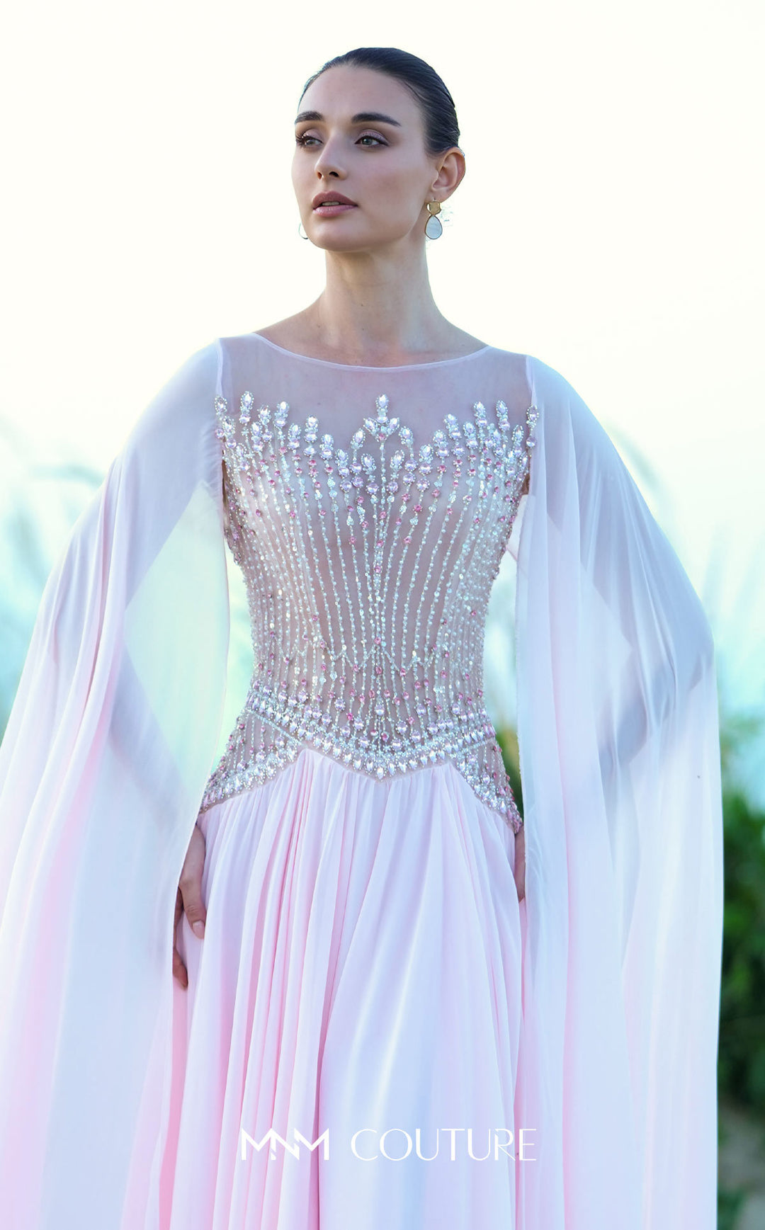 MNM Couture O09004 evening gown, beaded bodice detail