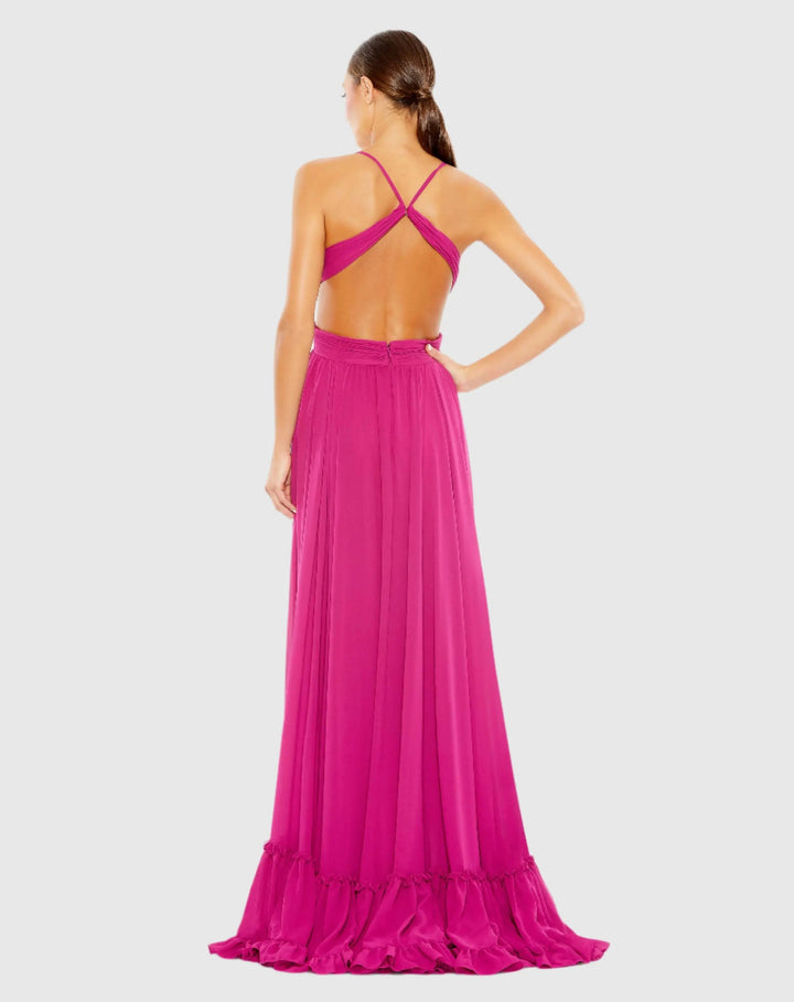 Mac Duggal 67992 Pleated High Low A-Line Gown With Ruffles