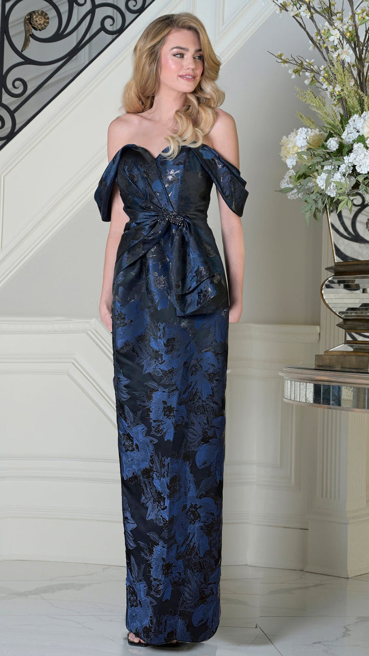 Rina Di Montella RD3503-1 Sweetheart Off-the-Shoulder Floor-Length Mother of the Bride Dress
