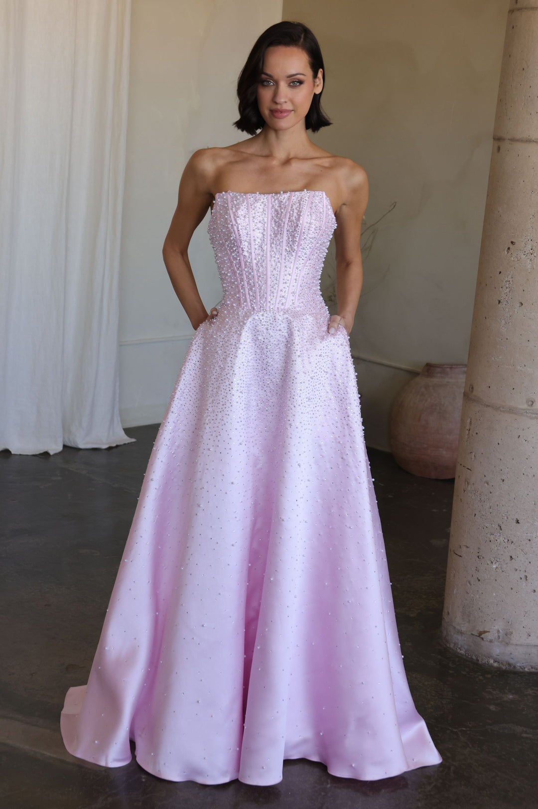 Ava Presley 47283 - New Corset Mikado and Pearl Ballgown - FOSTANI.com