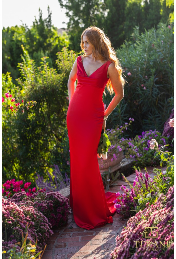 Terani J3191 Cowl Neck Sleeveless Mermaid Dress