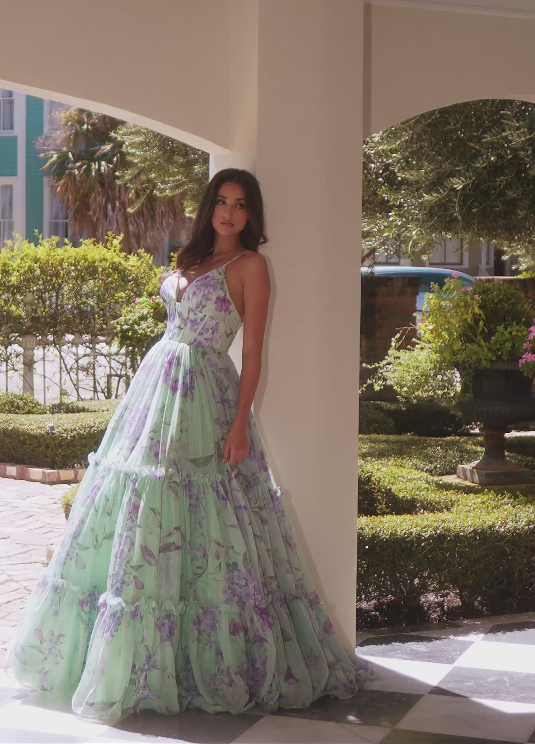 Rachel Allan 70935 Printed Satin Chiffon A-Line Prom Dress 2026