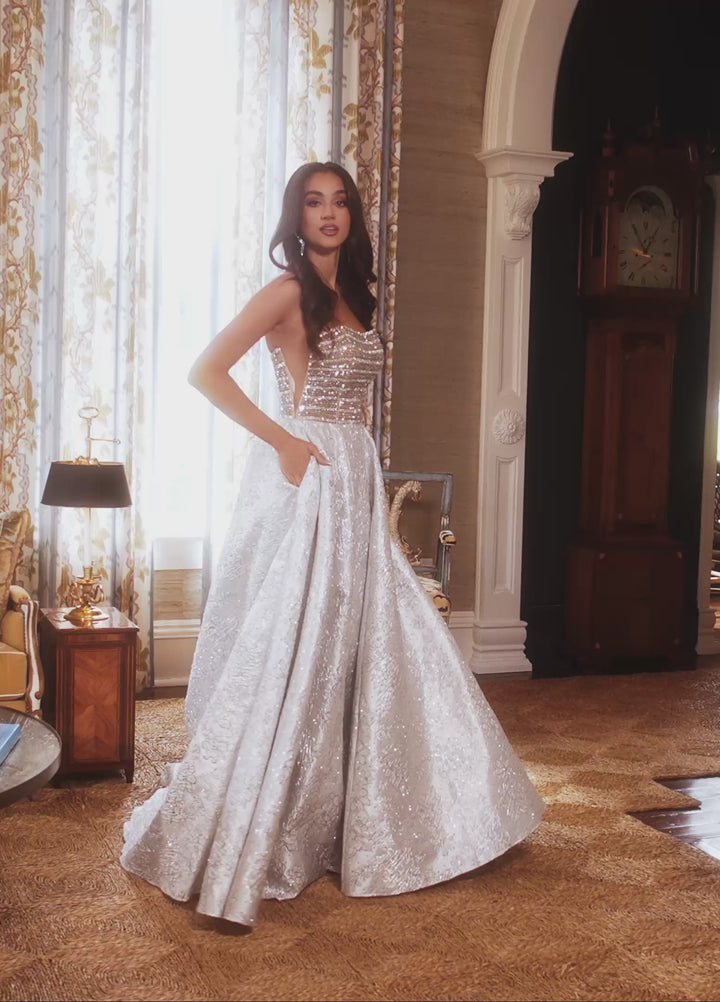 Rachel Allan 70956 Metallic Jacquard A-Line Prom Dress 2026