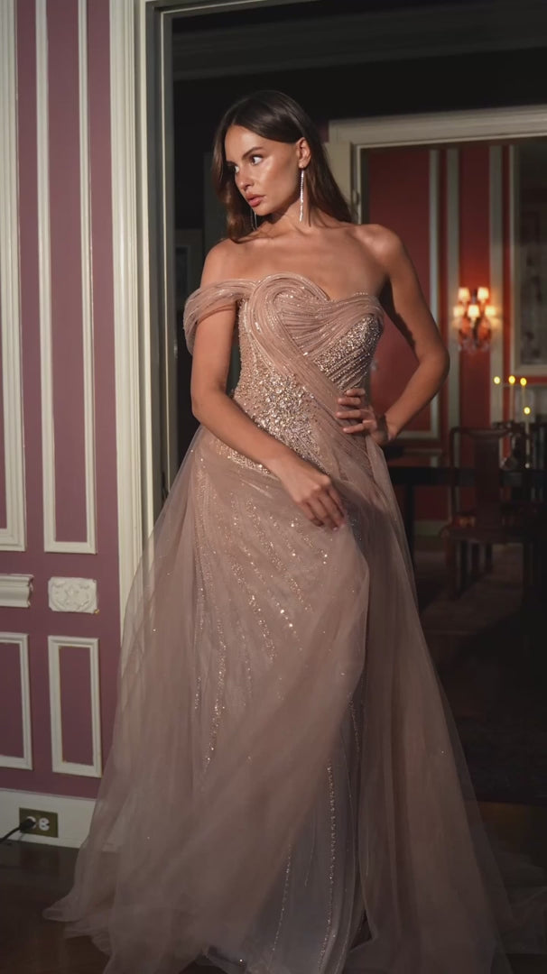 Ladivine CC506 Glitter One Shoulder Overskirt Dress Size 14 only