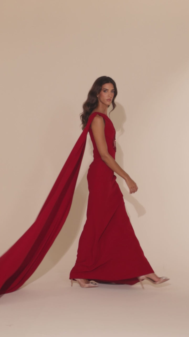 Abdo Aoude D19 Beaded Cape Couture Dress
