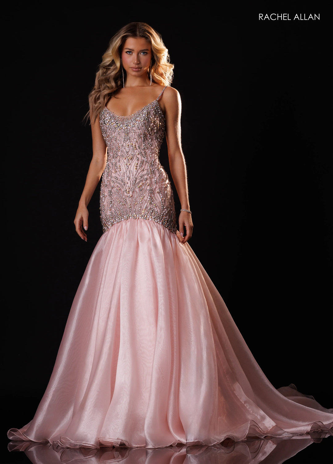 Rachel Allan 50433 Crystal Beaded Mermaid Pageant Dress - FOSTANI.com