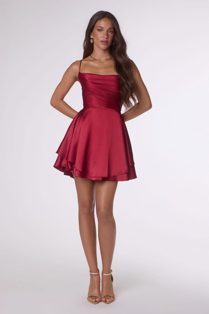 Amoris T616 Draped Neckline Sleeveless Structured Bodice Dress