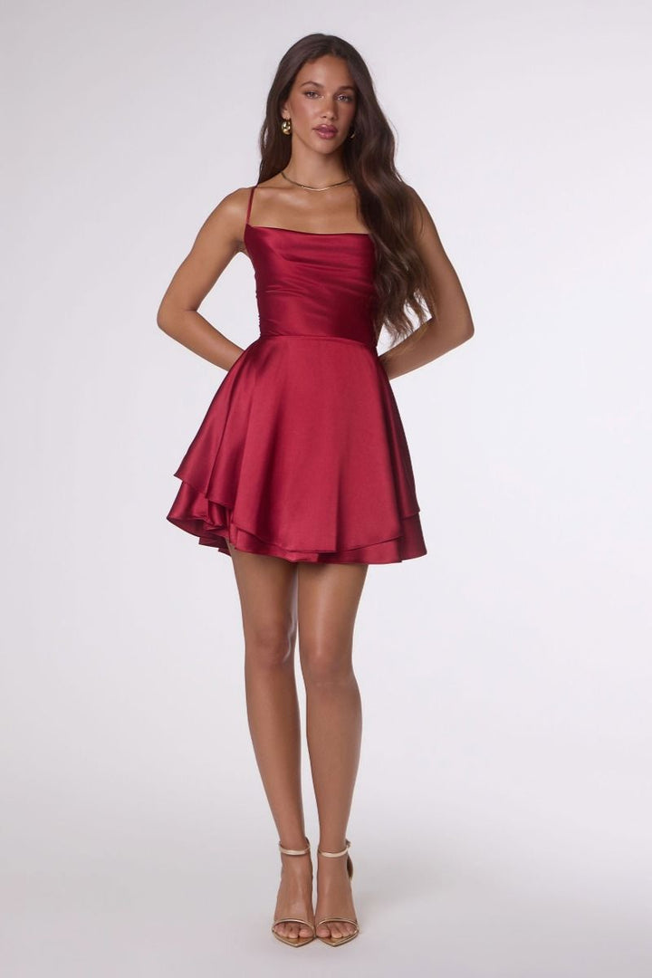 Amoris T616 Draped Neckline Sleeveless Structured Bodice Dress