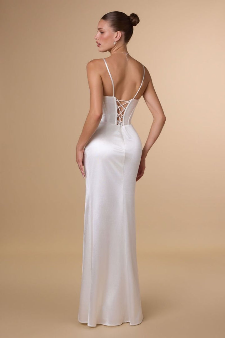 Amoris T815W Cowl Neckline Sleeveless Corset Dress