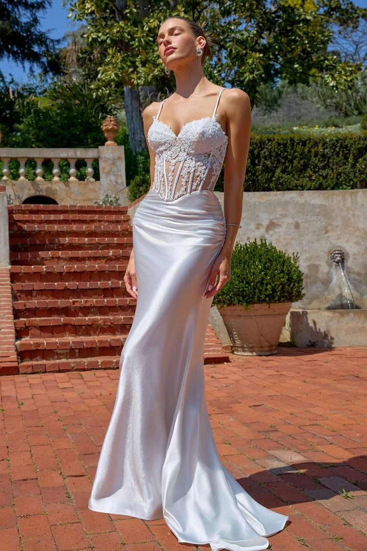 Amoris T819W Sweetheart Neckline Sleeveless Corset Sheath Dress