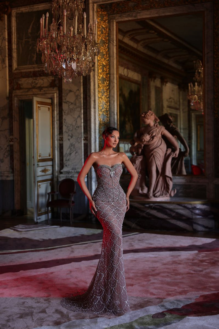 Chic & Holland HF110656 Pearl Beaded Couture Dress