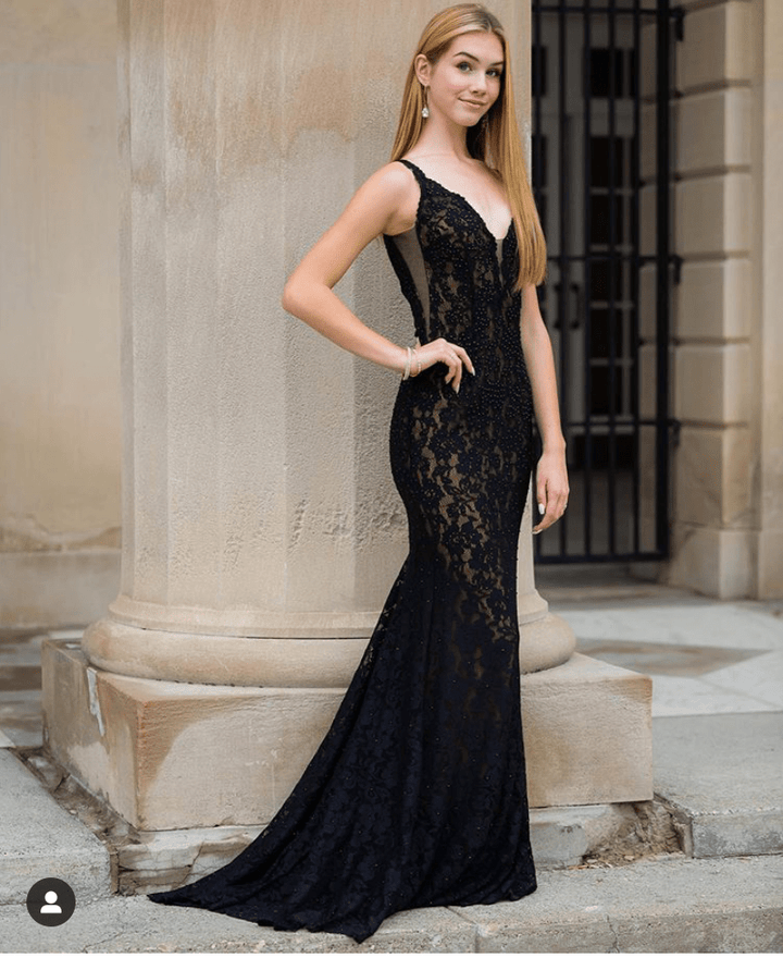 Jovani - Fitted Lace Prom Dress 48994 - FOSTANI